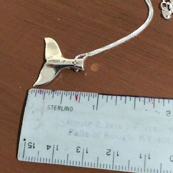 Necklace, Sterling Silver Whale Tale Pendant, Necklace, Handmade, Artisan, 18", - Picture 5 of 5